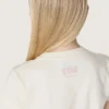 Star girls’ T-shirt in white cotton jersey with pink glitter star