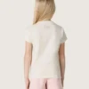 Star girls’ T-shirt in white cotton jersey with pink glitter star