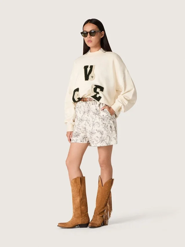Star unisex cotton sweatshirt in vintage white with VCE embroidered patches