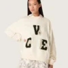Star unisex cotton sweatshirt in vintage white with VCE embroidered patches