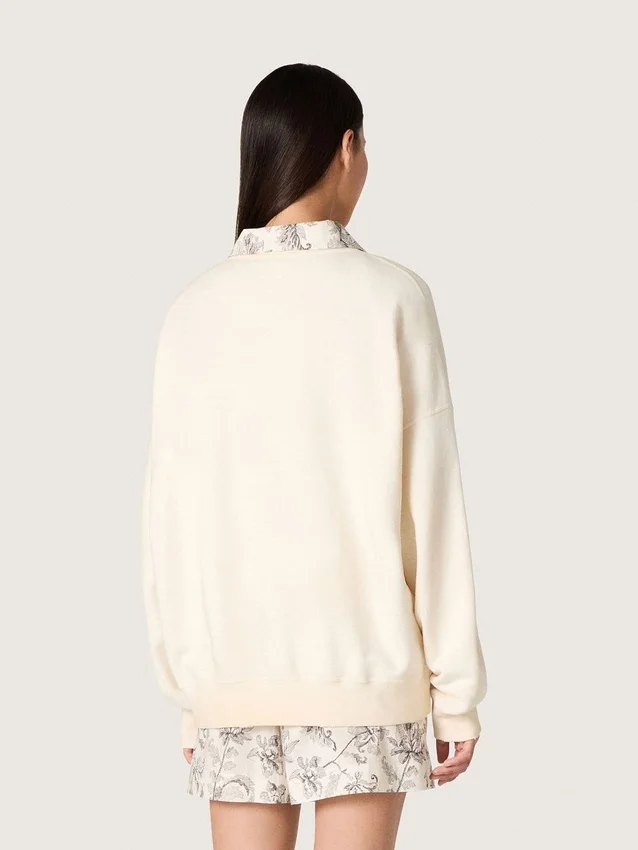 Star unisex cotton sweatshirt in vintage white with VCE embroidered patches