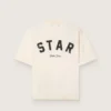 Star unisex cotton T-shirt in vintage white with black print on the back