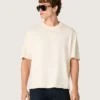 Star unisex cotton T-shirt in vintage white with black print on the back