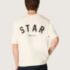 Star unisex cotton T-shirt in vintage white with black print on the back