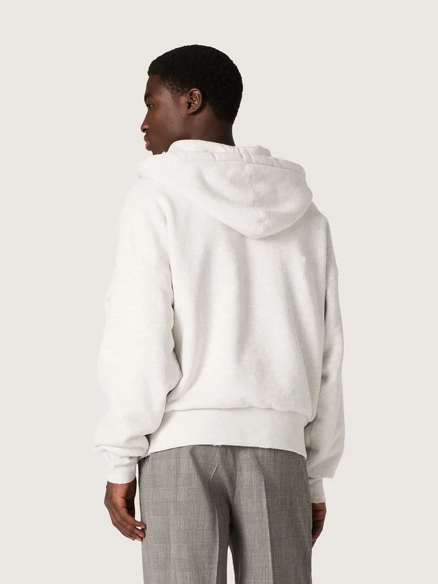 Star unisex hooded sweatshirt in gray melange cotton