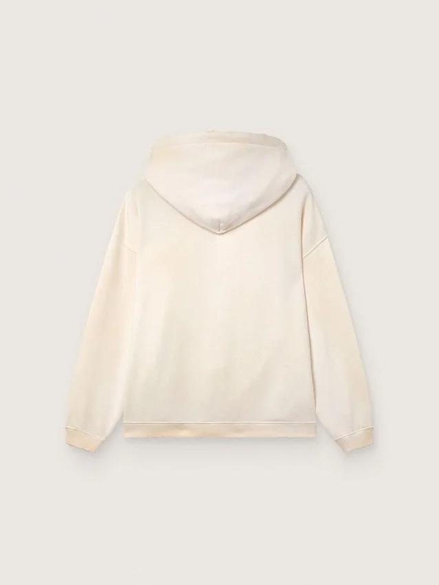 Star unisex hooded sweatshirt in white cotton with logo print