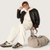 Star unisex sweatpants in vintage white fleece