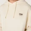 Star unisex hooded sweatshirt in white cotton with logo print