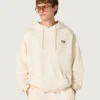 Star unisex hooded sweatshirt in white cotton with logo print