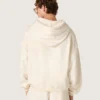 Star unisex hooded sweatshirt in white cotton with logo print