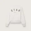 Star unisex sweatshirt in gray cotton with embroidery and crystals