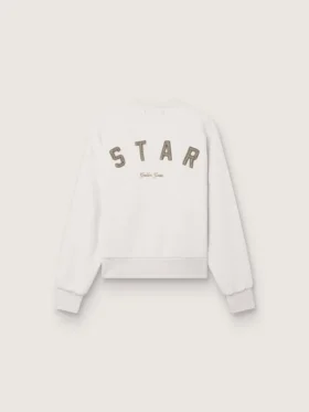 Star unisex sweatshirt in gray cotton with embroidery and crystals