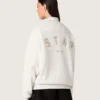 Star unisex sweatshirt in gray cotton with embroidery and crystals