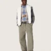Men's oversized shirt in indigo and beige checked cotton