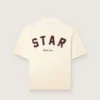 Star unisex T-shirt in white cotton with all-over gradient crystals and print on the back
