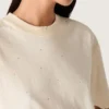 Star unisex T-shirt in white cotton with all-over gradient crystals and print on the back