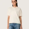 Star unisex T-shirt in white cotton with all-over gradient crystals and print on the back