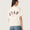 Star unisex T-shirt in white cotton with all-over gradient crystals and print on the back