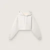 Star women’s cropped hooded sweatshirt in gray melange cotton