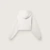 Star women’s cropped hooded sweatshirt in gray melange cotton