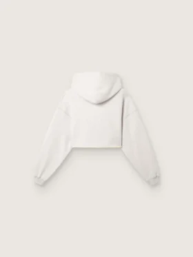 Star women’s cropped hooded sweatshirt in gray melange cotton