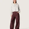 Star women’s cropped hooded sweatshirt in gray melange cotton