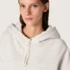 Star women’s cropped hooded sweatshirt in gray melange cotton