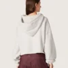Star women’s cropped hooded sweatshirt in gray melange cotton