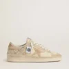 Stardan in cream-colored suede and leather with Swarovski and a suede star