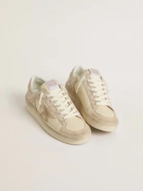 Stardan in cream-colored suede and leather with Swarovski and a suede star
