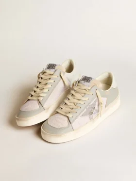 Stardan in gray nappa leather and white mesh with gray leather star