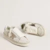 Stardan in nappa leather with metallic silver leather star and pink suede heel tab