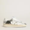 Stardan in silver foiled leather with white heel tab