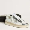 Stardan in silver foiled leather with white heel tab