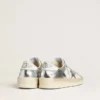 Stardan in silver foiled leather with white heel tab