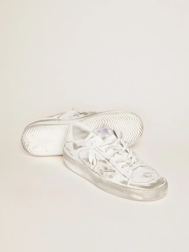 Stardan sneakers in white leather with lived-in treatment