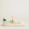 Stardan in white nappa leather with cream-colored leather star