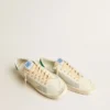 Stardan in white nappa leather with cream-colored leather star