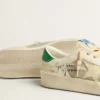 Stardan in white nappa leather with cream-colored leather star