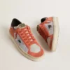 Stardan LTD in coral-colored suede and mesh with black leather star