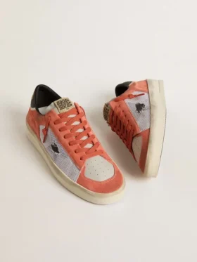 Stardan LTD in coral-colored suede and mesh with black leather star