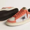 Stardan LTD in coral-colored suede and mesh with black leather star