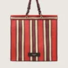 Striped Spiaggina Bag in red, cream and burgundy