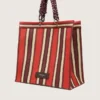 Striped Spiaggina Bag in red, cream and burgundy