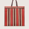 Striped Spiaggina Bag in red, cream and burgundy