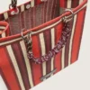 Striped Spiaggina Bag in red, cream and burgundy