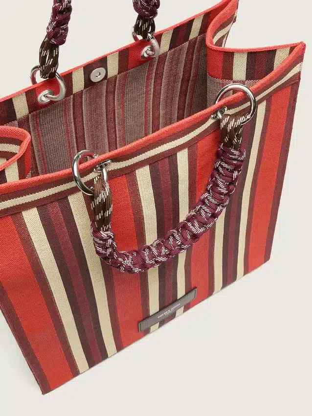 Striped Spiaggina Bag in red, cream and burgundy