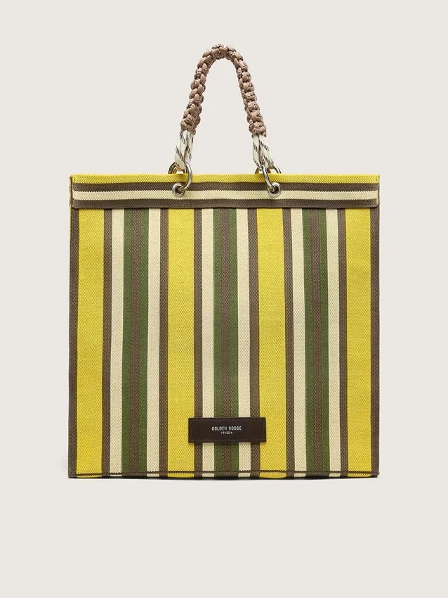 Striped Spiaggina Bag in yellow, green and brown