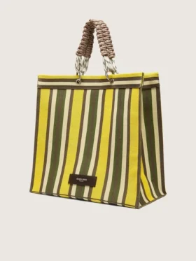 Striped Spiaggina Bag in yellow, green and brown