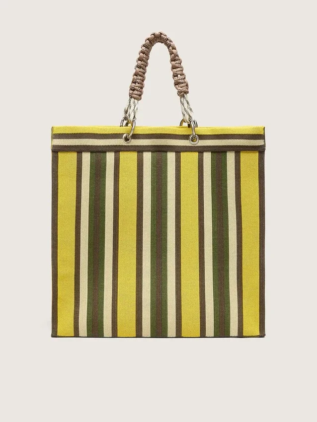 Striped Spiaggina Bag in yellow, green and brown
